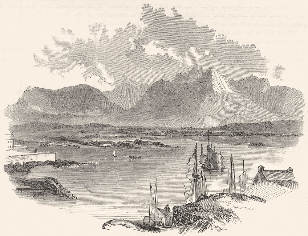IRELAND. Connemara. Roundstone Bay 1850 old antique vintage print picture